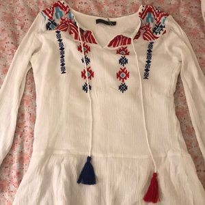 Cute red and blue tasseled tie tunic ❤️